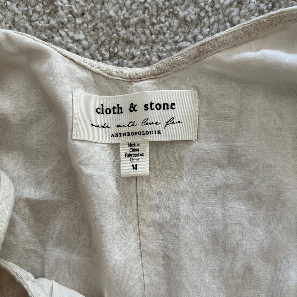 Cloth & Stone Anthropologie Cotton Bow Tie Shirt Dress Cream and White NWOT M - Picture 7 of 11
